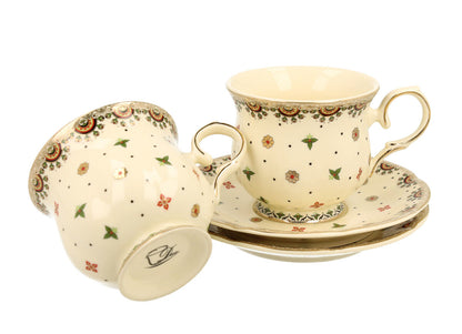 DUO ECRU 22766 2er-Set Tassen 260 ml mit Untertassen mit Untertassen, New Bone China Porzellan – Bild 3
