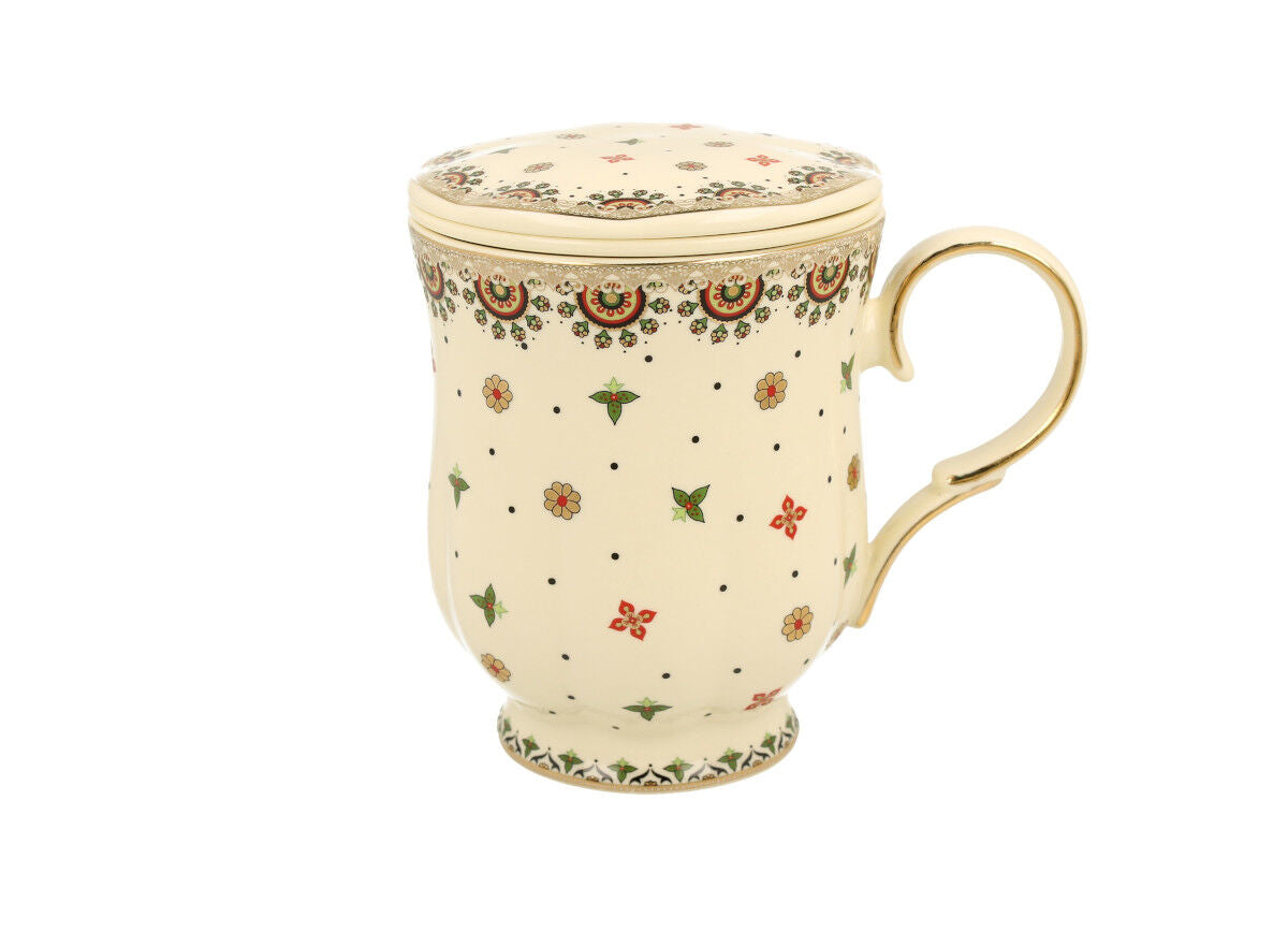 DUO ECRU Becher 450 ml CASABLANCA mit Teesieb, New Bone China Porzellan – Bild 2