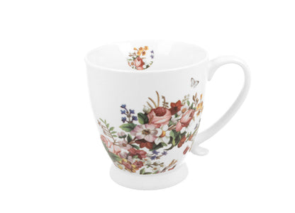 DUO FLORAL Jumbobecher 480 ml VINTAGE FLOWERS WHITE mit Fuß, New Bone China Porzellan – Bild 2