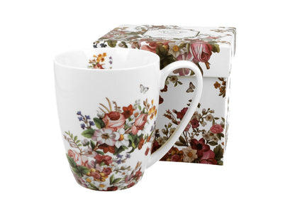 10er SET DUO FLORAL Klassischer Becher 350 ml VINTAGE FLOWERS WHITE New Bone China Porzellan – Bild 3