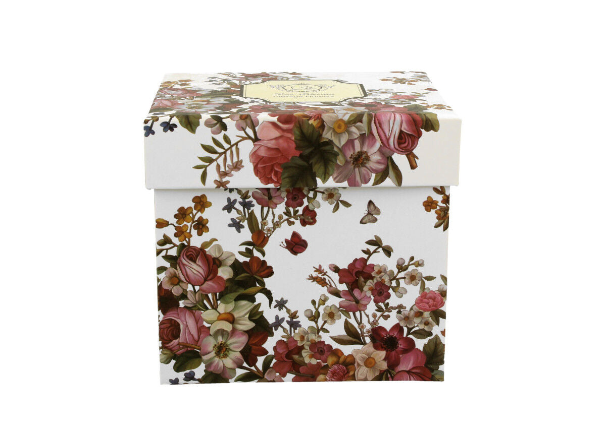 DUO FLORAL Klassischer Becher 350 ml VINTAGE FLOWERS WHITE New Bone China Porzellan – Bild 3