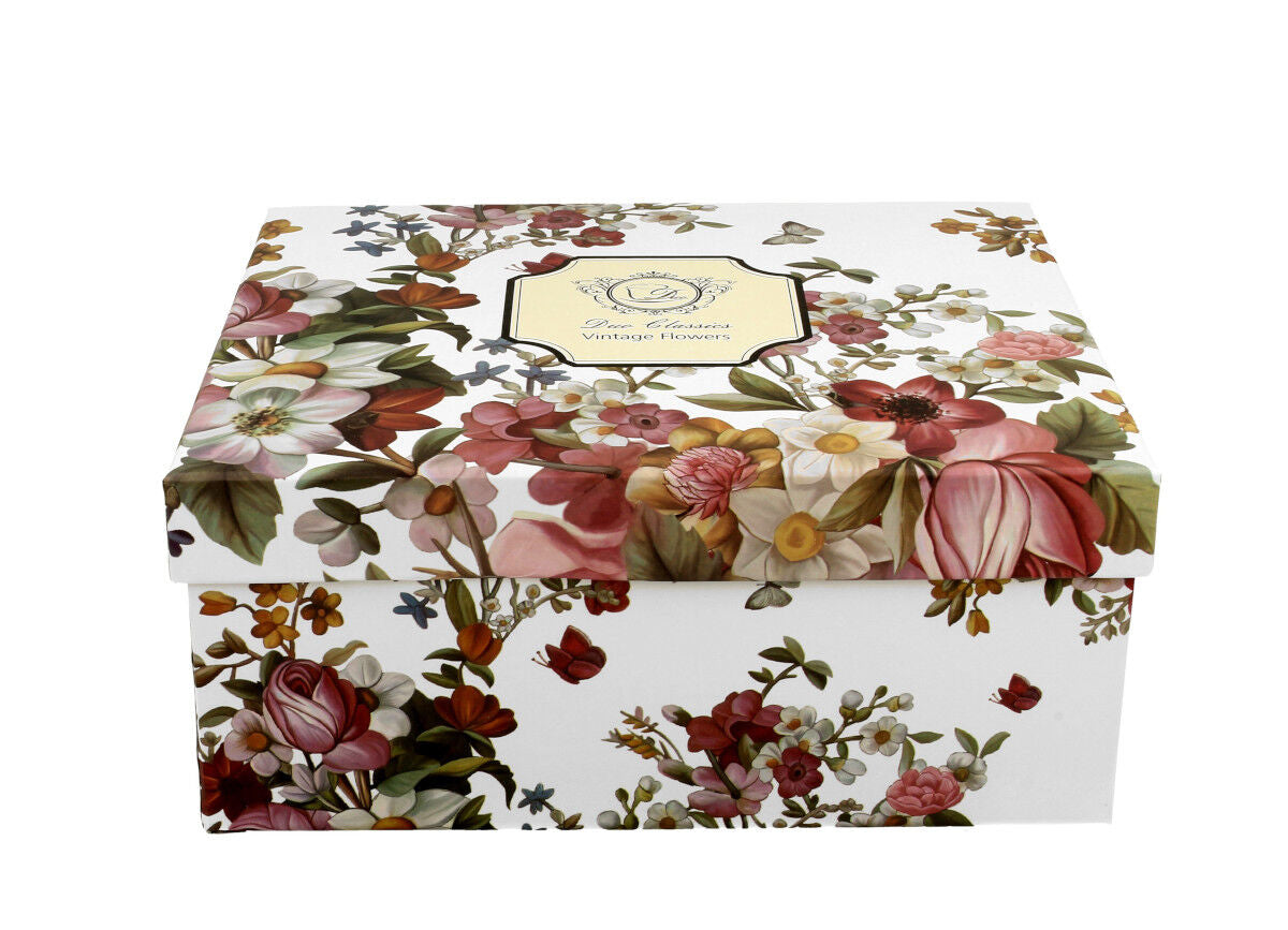 DUO FLORAL 2er-Set Tassen 280 ml VINTAGE FLOWERS WHITE mit Untertassen, New Bone China Porzellan – Bild 5