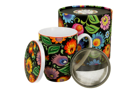 DUO ETNO Becher 380 ml ETNIC mit Teesieb, New Bone China Porzellan – Bild 4