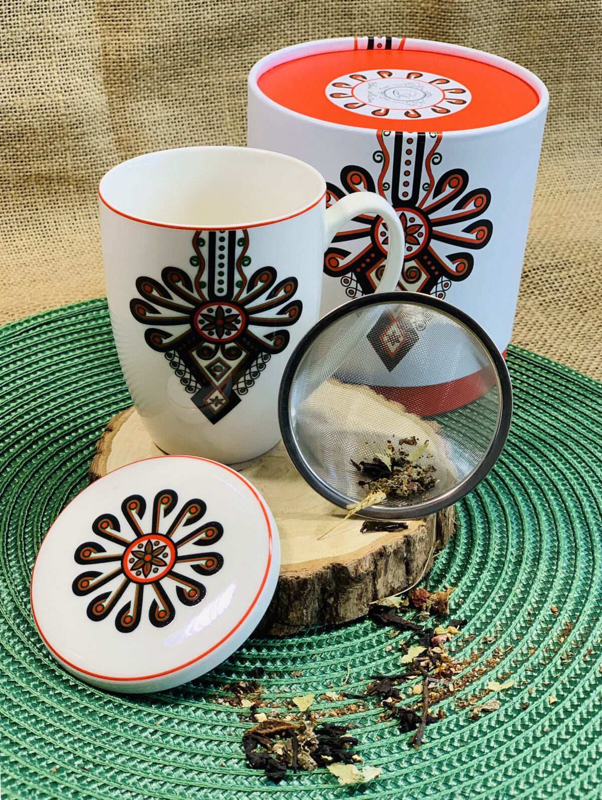 DUO ETNO Becher 380 ml PARZENICA mit Teesieb, New Bone China Porzellan – Bild 5