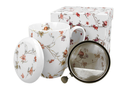10er SET DUO FLORAL Becher 380 ml SAFA mit Teesieb, New Bone China Porzellan – Bild 4