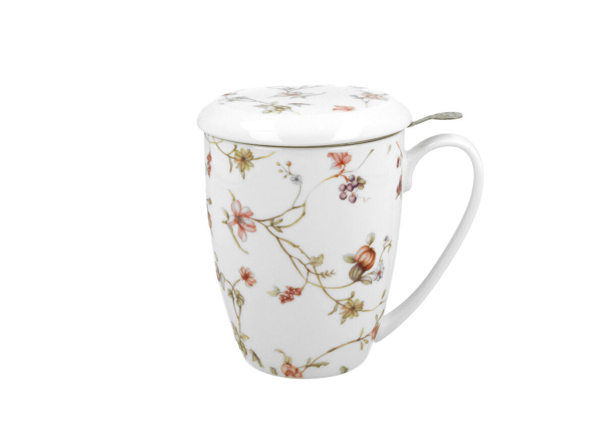DUO FLORAL Becher 380 ml SAFA mit Teesieb, New Bone China Porzellan – Bild 2