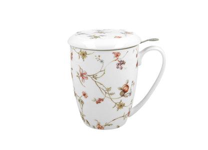 10er SET DUO FLORAL Becher 380 ml SAFA mit Teesieb, New Bone China Porzellan – Bild 2