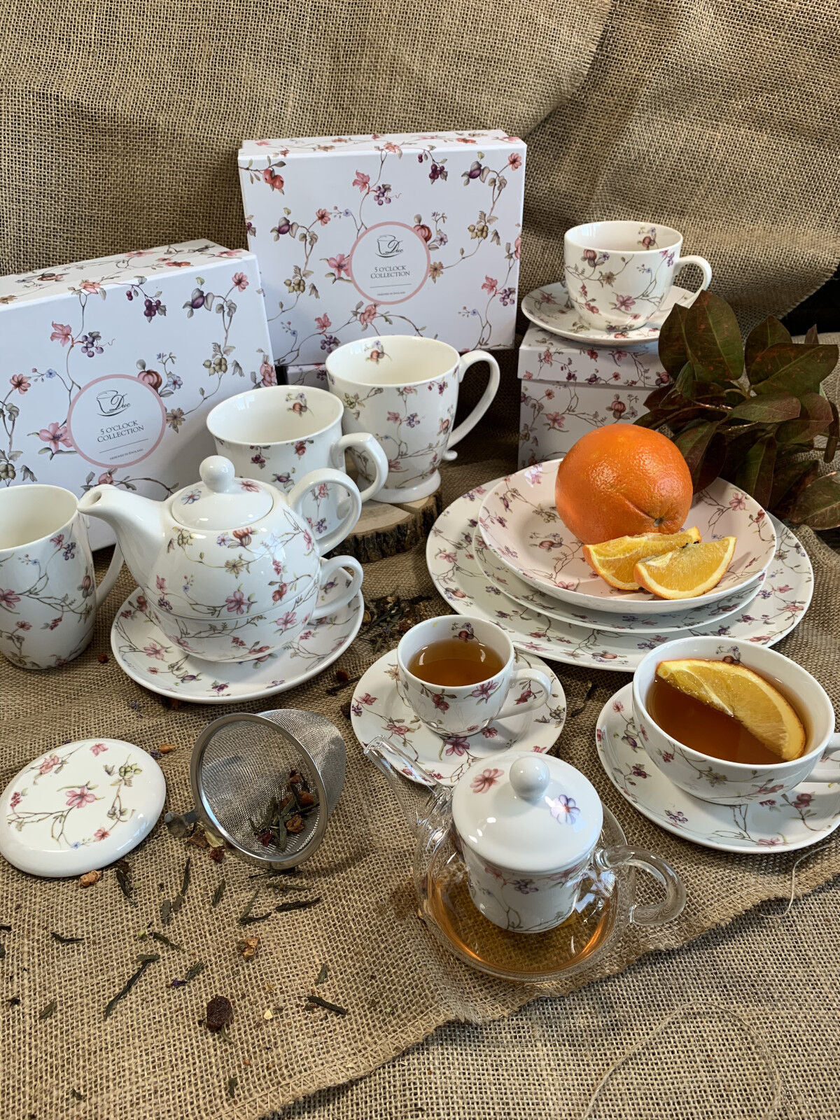 DUO FLORAL Becher 380 ml SAFA mit Teesieb, New Bone China Porzellan – Bild 10
