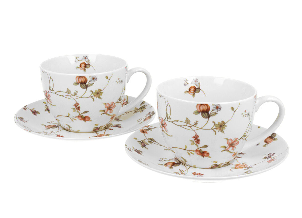 DUO FLORAL 2er-Set Tassen 280 ml SAFA mit Untertassen, New Bone China Porzellan – Bild 2