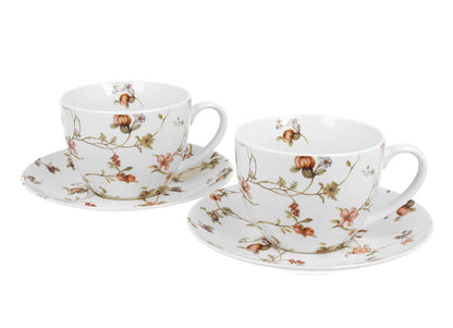 DUO FLORAL 2er-Set Tassen 280 ml SAFA mit Untertassen, New Bone China Porzellan – Bild 2