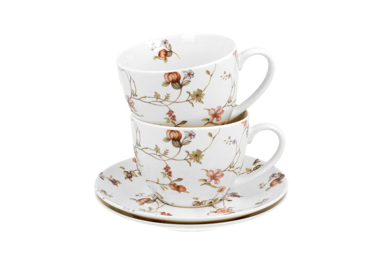 DUO FLORAL 2er-Set Tassen 280 ml SAFA mit Untertassen, New Bone China Porzellan – Bild 4