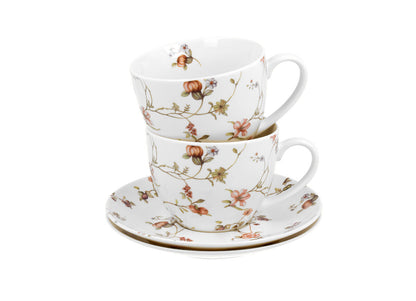 DUO FLORAL 2er-Set Tassen 280 ml SAFA mit Untertassen, New Bone China Porzellan – Bild 4