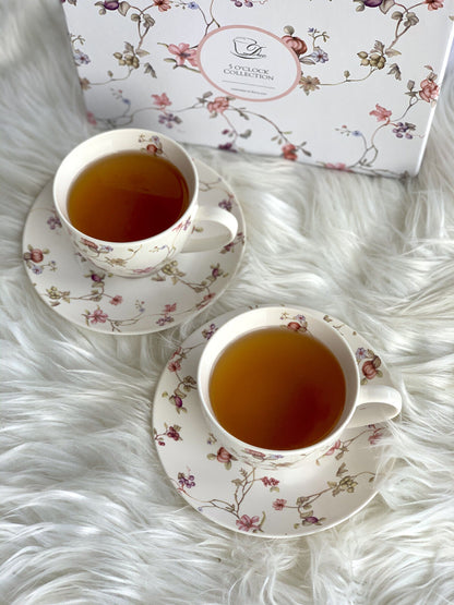 DUO FLORAL 2er-Set Tassen 280 ml SAFA mit Untertassen, New Bone China Porzellan – Bild 6