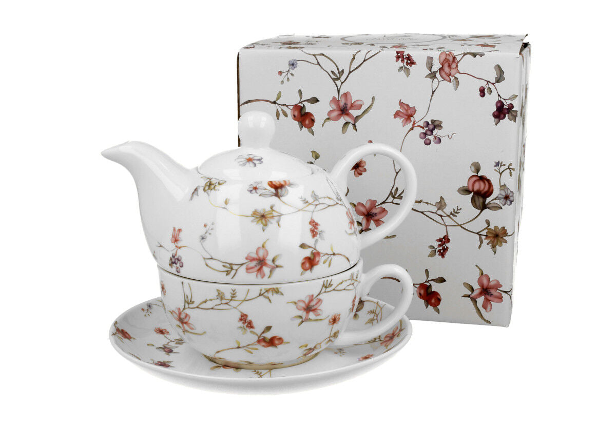 DUO FLORAL Tasse mit Teekanne SAFA New Bone China Porzellan
