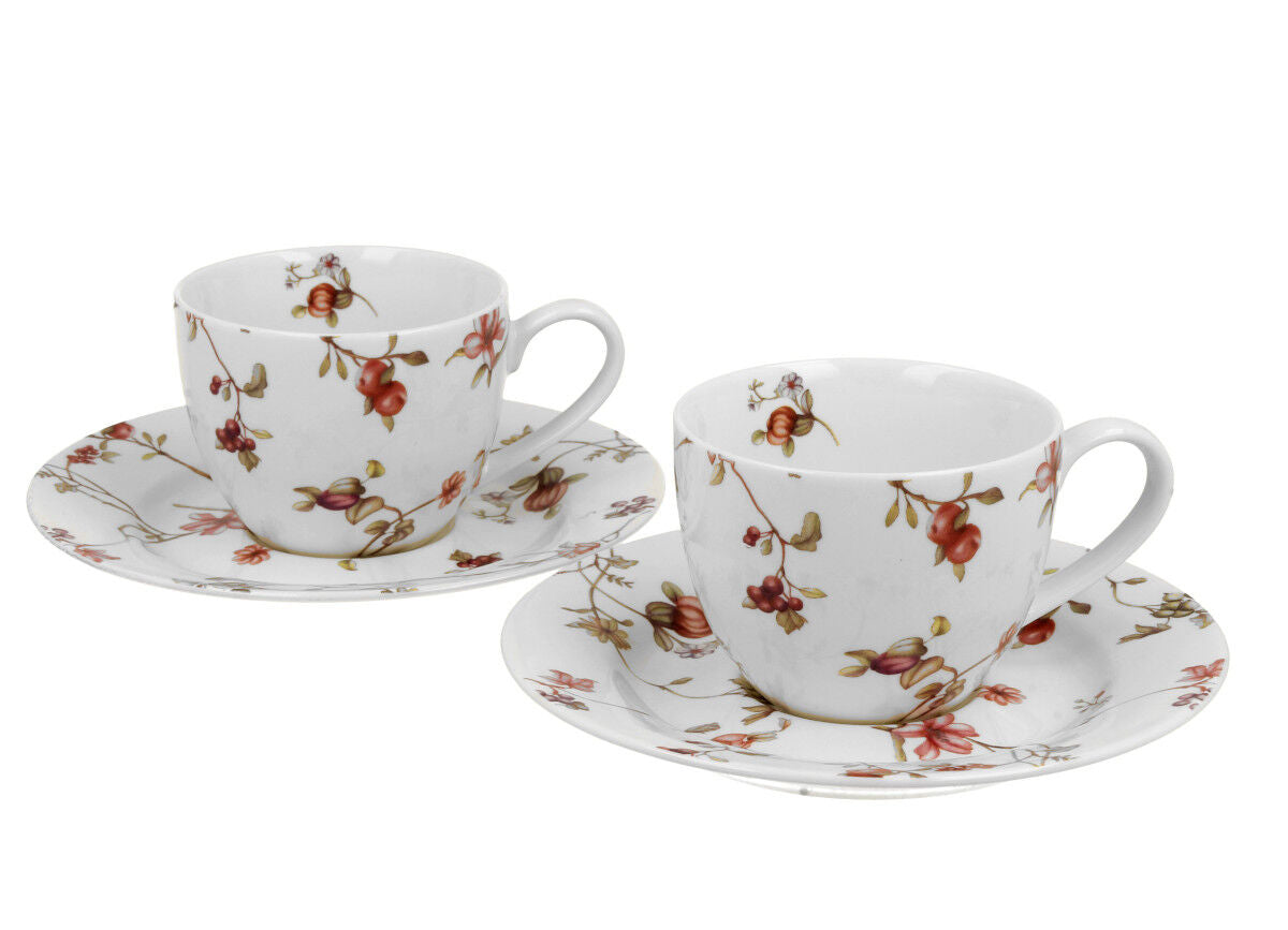 DUO FLORAL 2er-Set Espressotassen 90 ml SAFA mit Untertassen, New Bone China Porzellan – Bild 2
