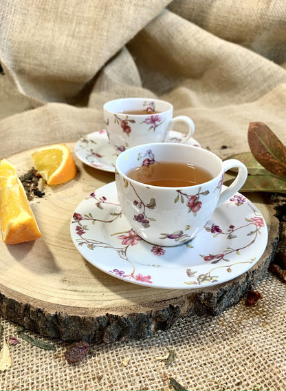 DUO FLORAL 2er-Set Espressotassen 90 ml SAFA mit Untertassen, New Bone China Porzellan – Bild 8