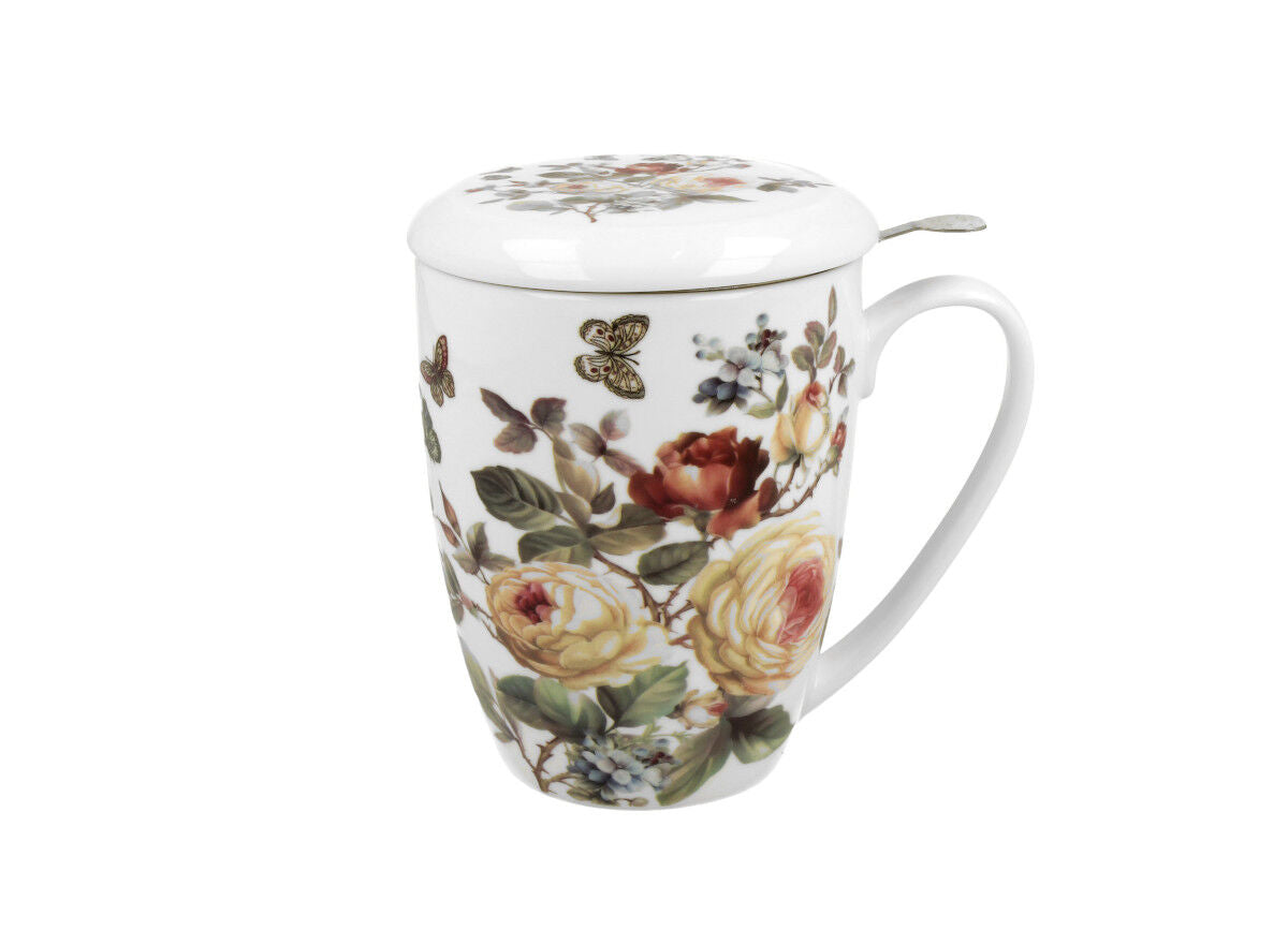 DUO FLORAL Becher 380 ml ZAHRA mit Teesieb, New Bone China Porzellan – Bild 2