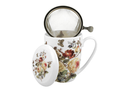 DUO FLORAL Becher 380 ml ZAHRA mit Teesieb, New Bone China Porzellan – Bild 3