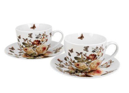 DUO FLORAL 2er-Set Tassen 280 ml ZAHRA mit Untertassen, New Bone China Porzellan – Bild 2
