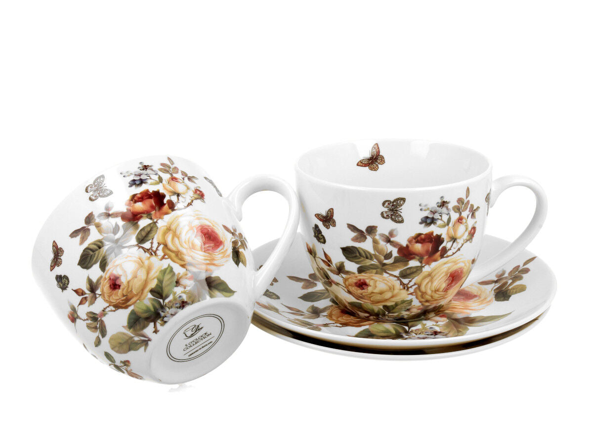 DUO FLORAL 2er-Set Tassen 280 ml ZAHRA mit Untertassen, New Bone China Porzellan – Bild 3