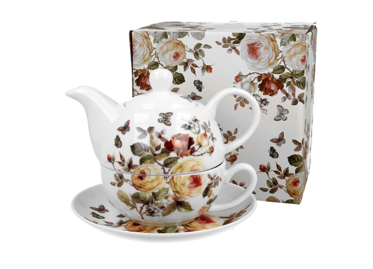 DUO FLORAL Tasse mit Teekanne ZAHRA New Bone China Porzellan