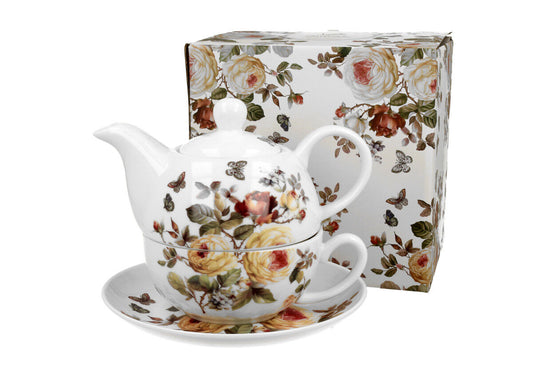 DUO FLORAL Tasse mit Teekanne ZAHRA New Bone China Porzellan