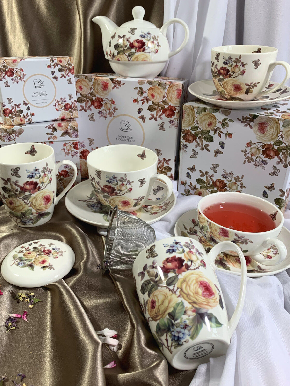 DUO FLORAL Tasse mit Teekanne ZAHRA New Bone China Porzellan – Bild 5