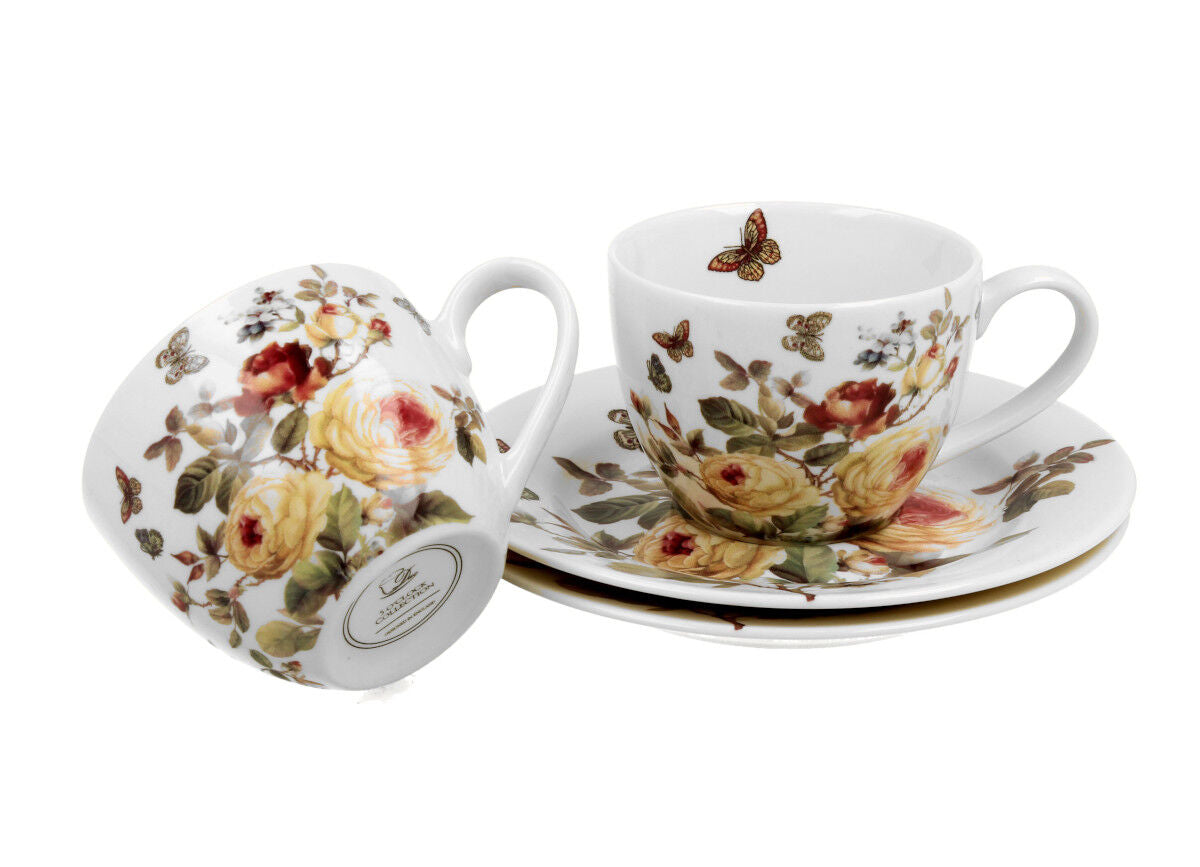 DUO FLORAL 2er-Set Espressotassen 90 ml ZAHRA mit Untertassen, New Bone China Porzellan – Bild 3