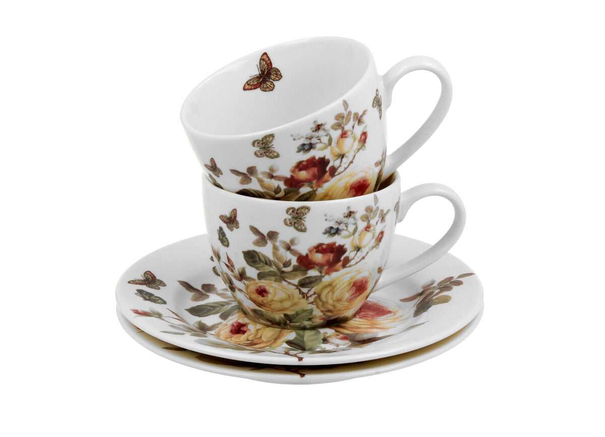 DUO FLORAL 2er-Set Espressotassen 90 ml ZAHRA mit Untertassen, New Bone China Porzellan – Bild 4