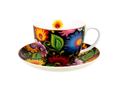 DUO ETNO 24678 Jumbobecher 470 ml mit Untertasse ETNIC mit Untertasse, New Bone China Porzellan – Bild 2