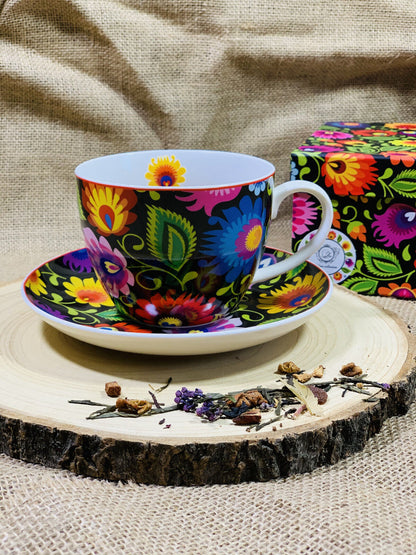 DUO ETNO 24678 Jumbobecher 470 ml mit Untertasse ETNIC mit Untertasse, New Bone China Porzellan – Bild 6