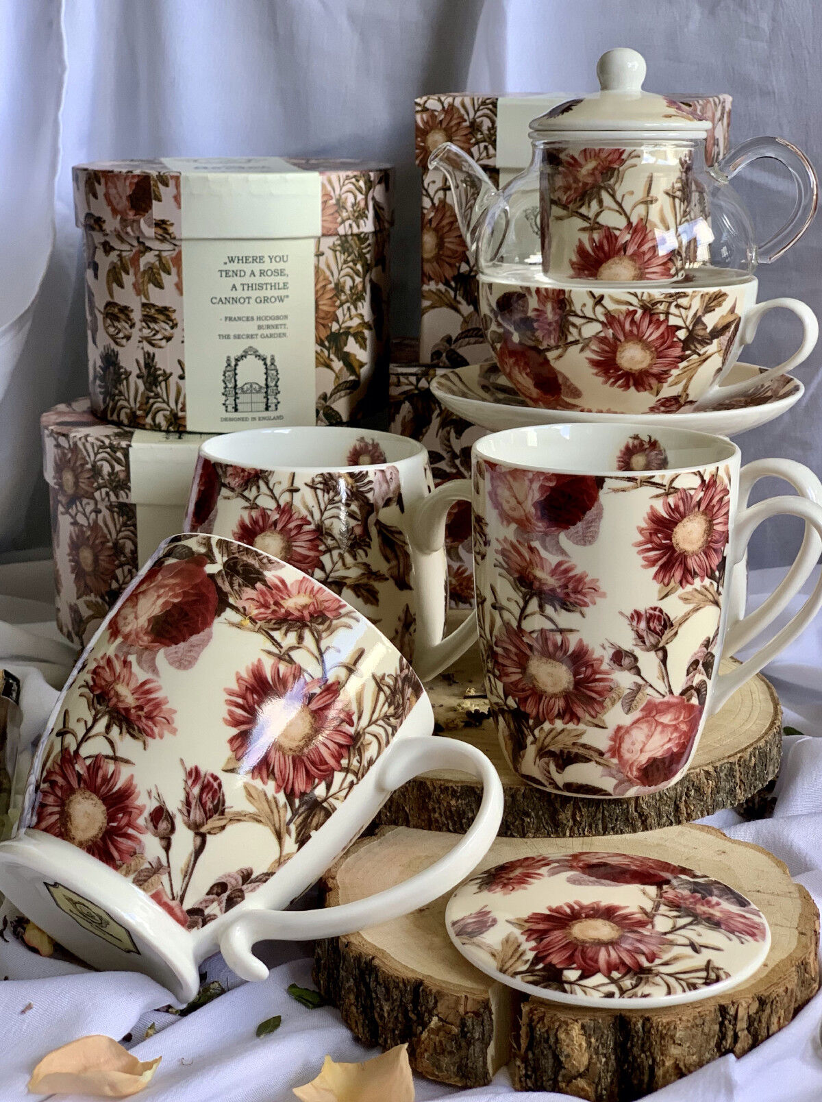 DUO FLORAL Fassbecher 430 ml PEONY New Bone China Porzellan – Bild 4