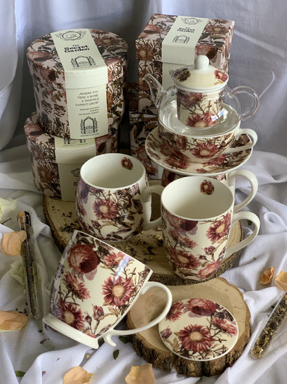 10er SET DUO FLORAL Jumbobecher 480 ml PEONY mit Fuß, New Bone China Porzellan – Bild 6