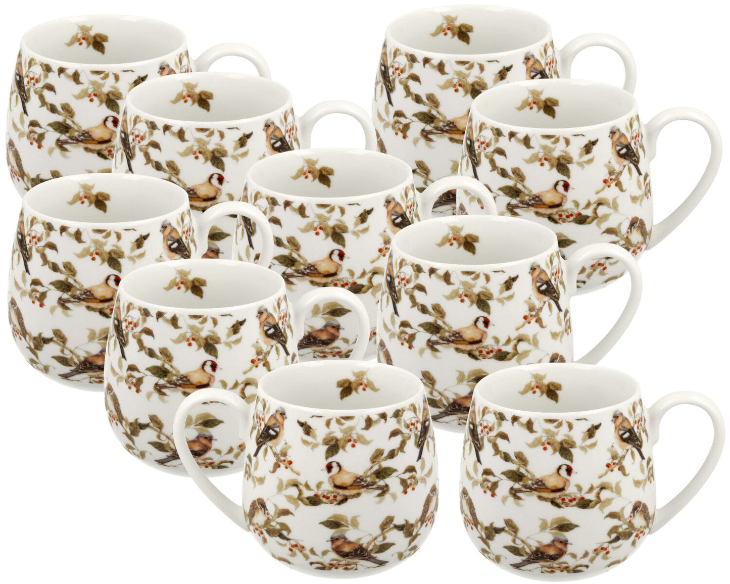10er SET DUO ANIMALS Fassbecher 430 ml BIRDIES New Bone China Porzellan