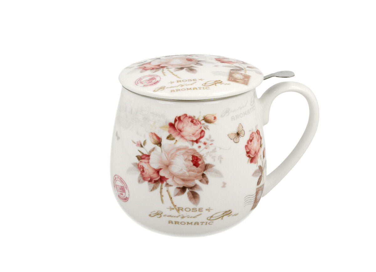 DUO FLORAL Fassbecher 430 ml SECESSION mit Teesieb, New Bone China Porzellan – Bild 2
