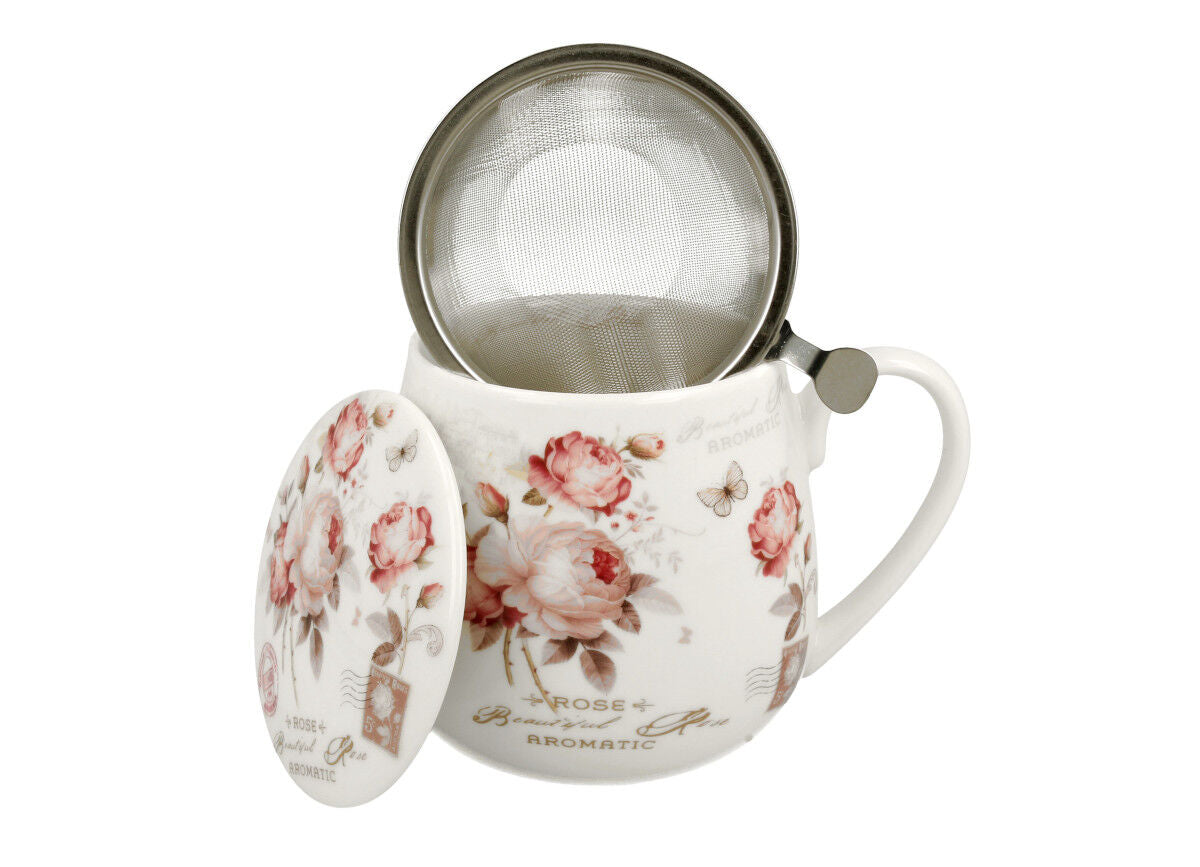 DUO FLORAL Fassbecher 430 ml SECESSION mit Teesieb, New Bone China Porzellan – Bild 4