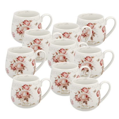 10er SET DUO FLORAL Fassbecher 430 ml SECESSION New Bone China Porzellan
