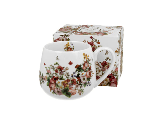 DUO FLORAL Fassbecher 430 ml VINTAGE FLOWERS WHITE New Bone China Porzellan