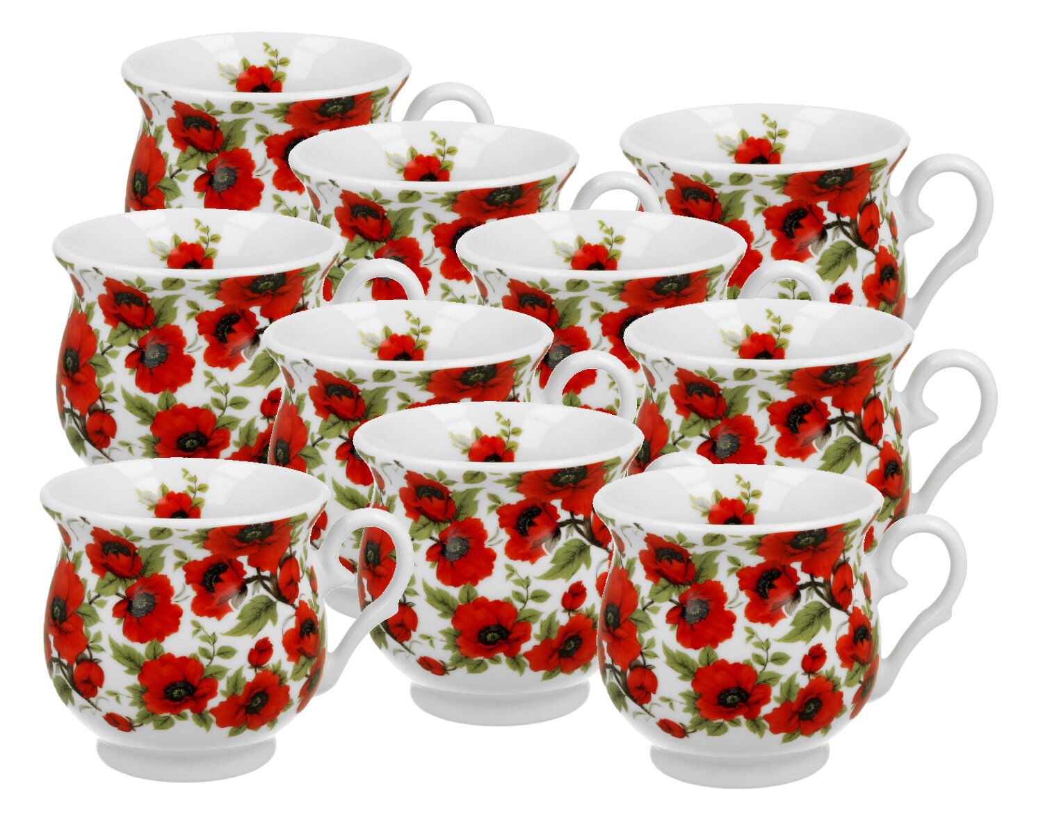 10er SET DUO FLORAL Becher 500 ml LINA New Bone China Porzellan