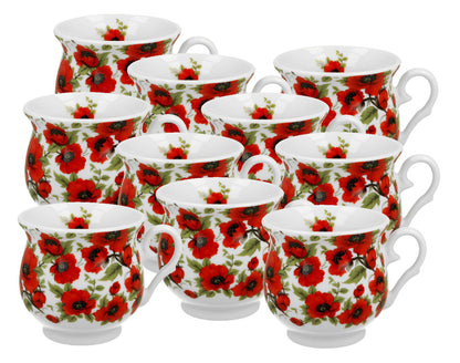 10er SET DUO FLORAL Becher 500 ml LINA New Bone China Porzellan