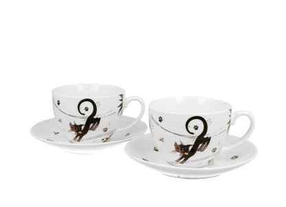 DUO ANIMALS 2er-Set Tassen 280 ml CHARMING CATS mit Untertassen, New Bone China Porzellan – Bild 2