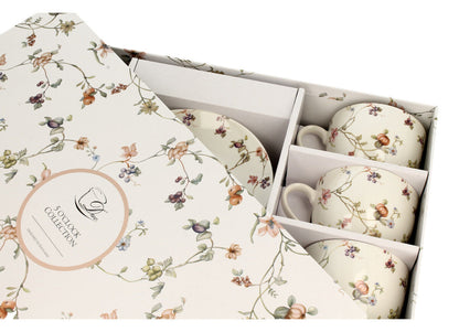 DUO FLORAL 6er-Set Tassen 220 ml SAFA mit Untertassen, New Bone China Porzellan – Bild 3