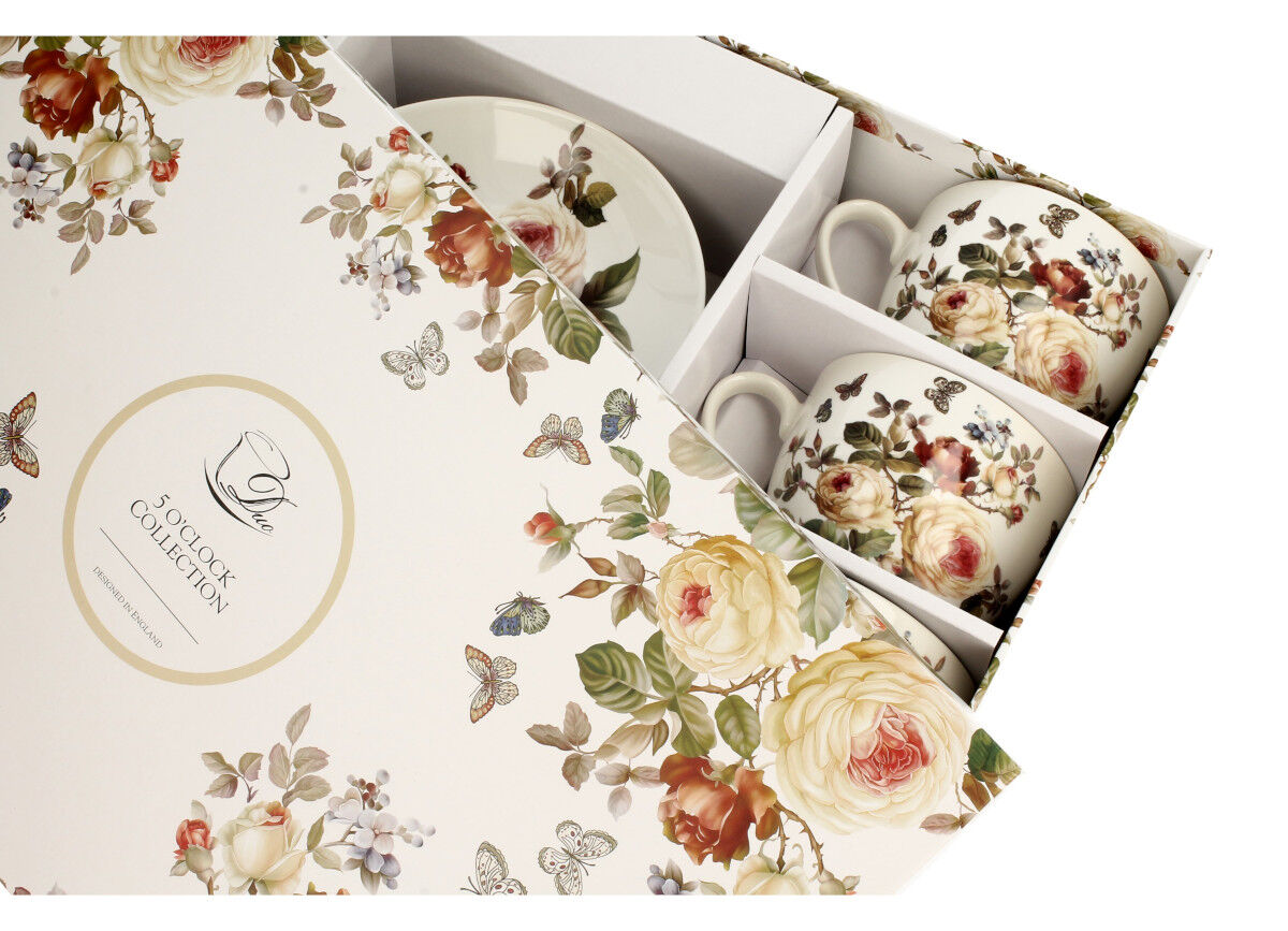 DUO FLORAL 6er-Set Tassen 220 ml ZAHRA mit Untertassen, New Bone China Porzellan – Bild 3