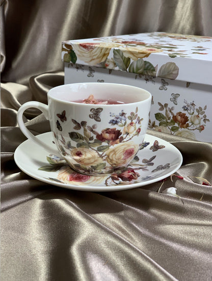 DUO FLORAL 6er-Set Tassen 220 ml ZAHRA mit Untertassen, New Bone China Porzellan – Bild 7