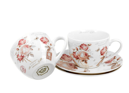 DUO FLORAL 2er-Set Tassen 280 ml SECESSION mit Untertassen, New Bone China Porzellan – Bild 3