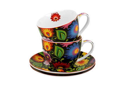 DUO ETNO 2er-Set Tassen 250 ml ETNIC mit Untertassen, New Bone China Porzellan – Bild 4