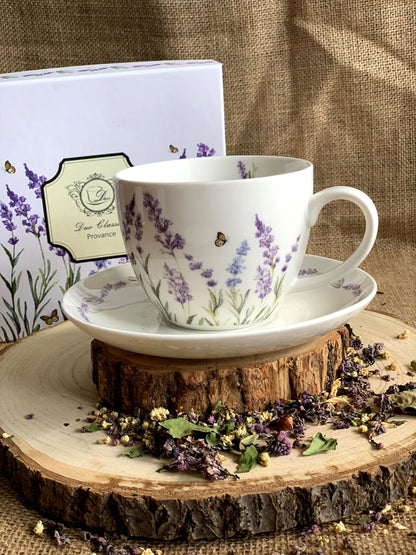 DUO FLORAL Jumbobecher 470 ml PROVANCE mit Untertasse, New Bone China Porzellan – Bild 4