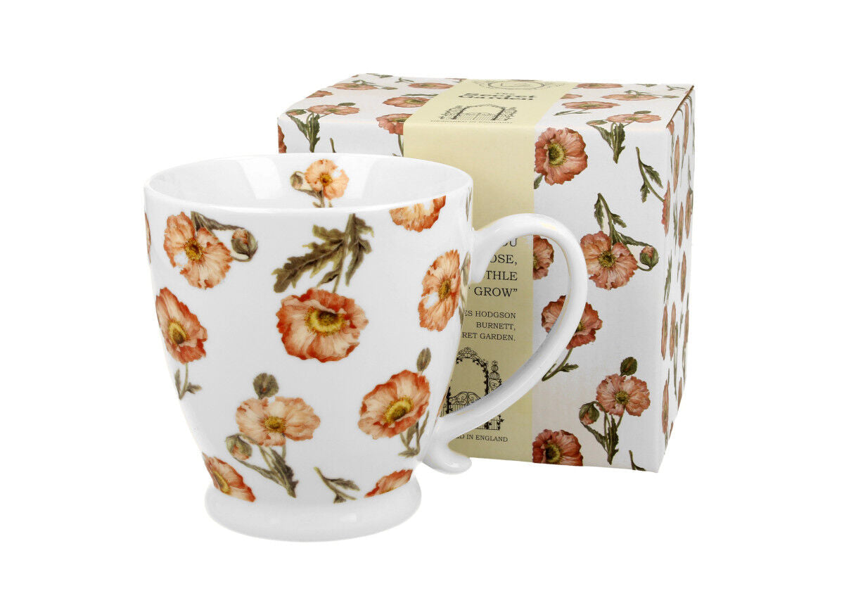 DUO FLORAL Jumbobecher 480 ml WILD POPPIES mit Fuß, New Bone China Porzellan