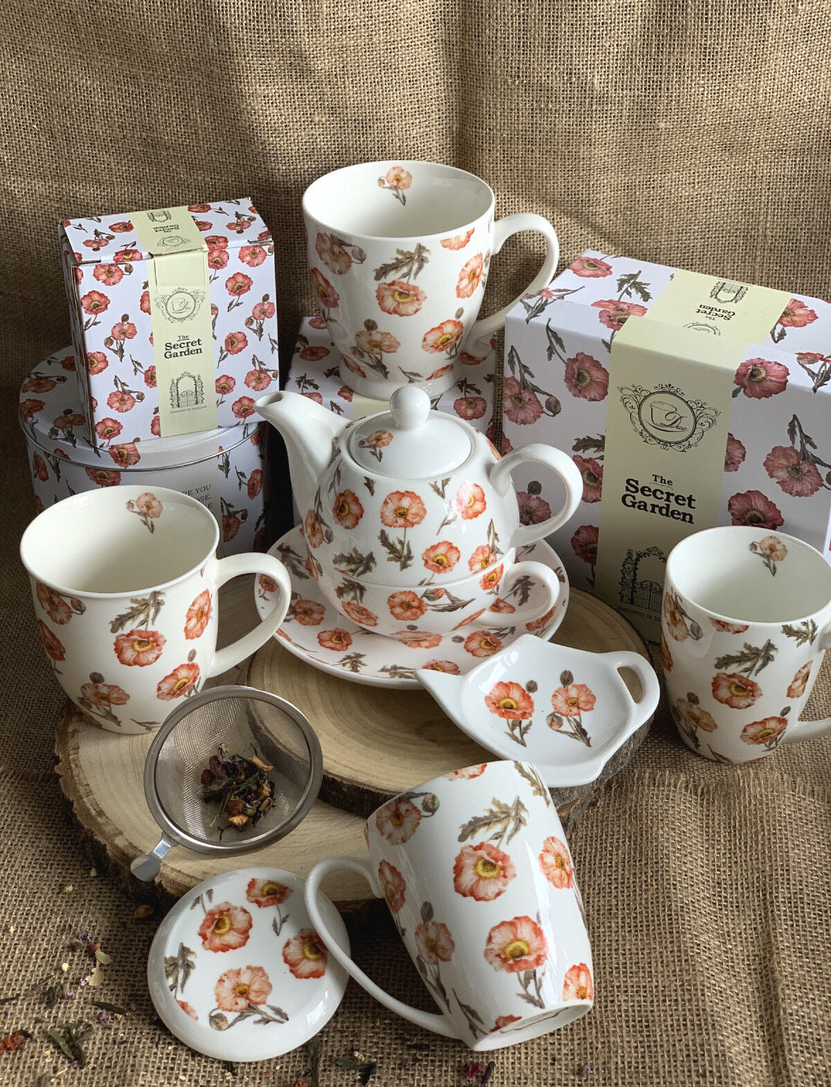 DUO FLORAL Jumbobecher 480 ml WILD POPPIES mit Fuß, New Bone China Porzellan – Bild 6