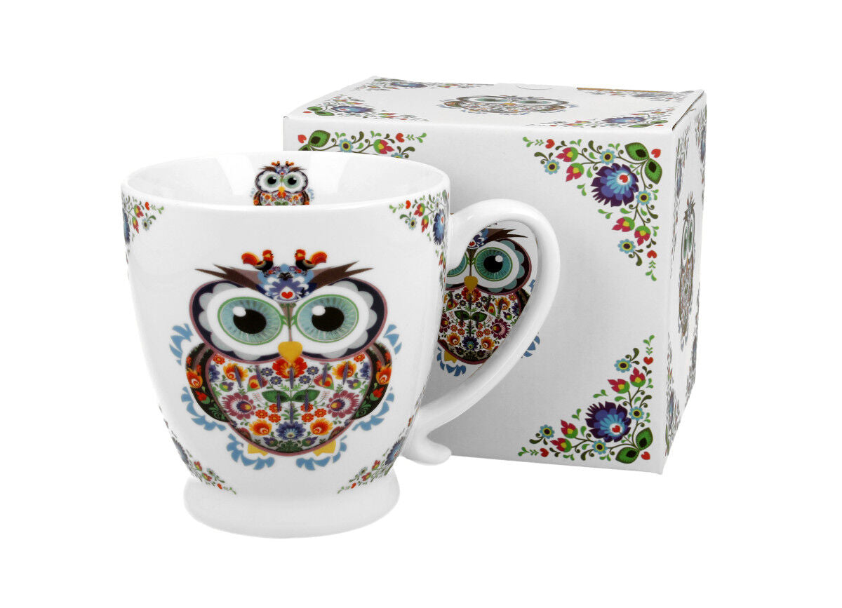 DUO ETNO Jumbobecher 480 ml OWL mit Fuß, New Bone China Porzellan